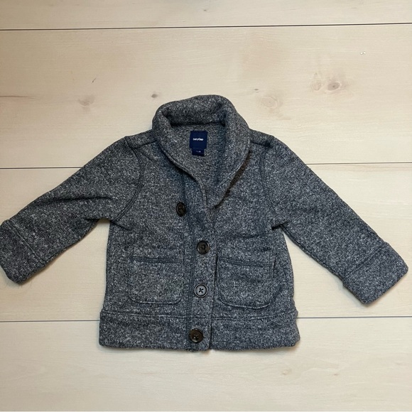 Baby gap grey button down sweater outerwear - Picture 2 of 6